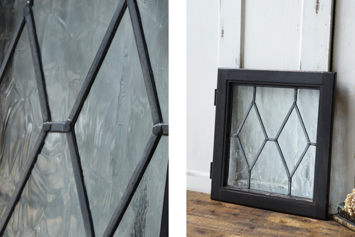X420-5 イギリスの古い 半透明のステンドグラス ガラス窓